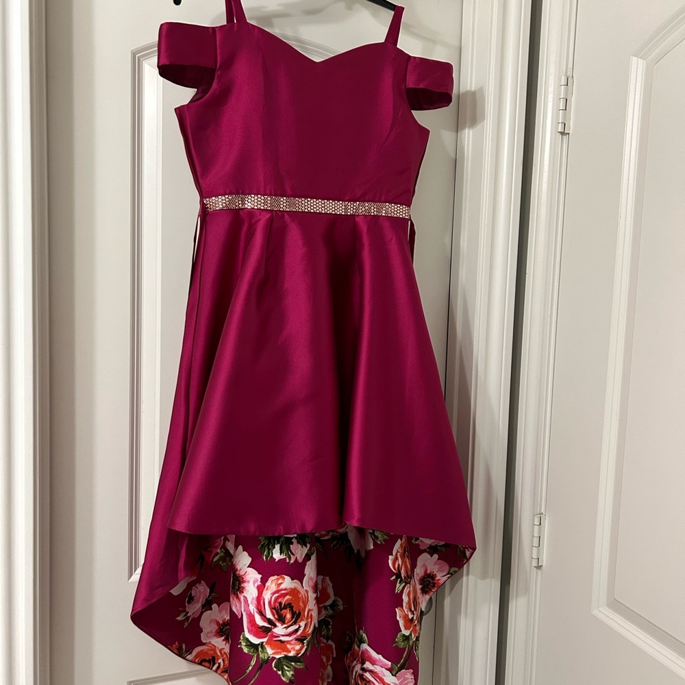 Rare Editions Big Girls Neck Cold Shoulder Taffeta High Low Dress size 16